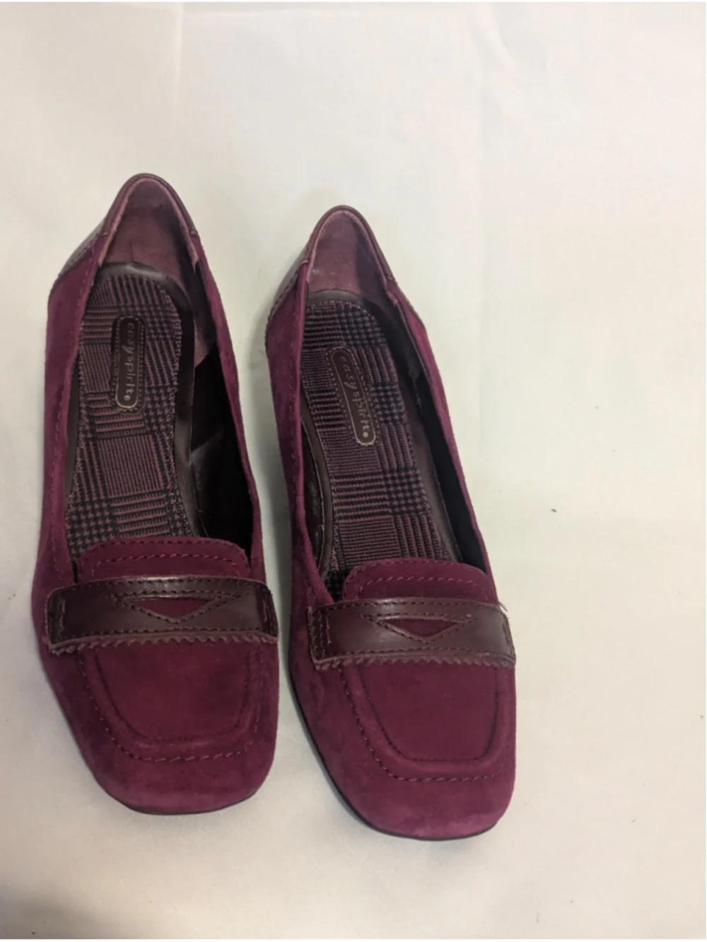 Easy Spirit Esmallie Dark Red Suede Wedge Loafers Size 6.5